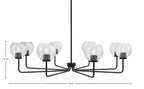 Sandia Eight Light Chandelier in Matte Black with Smoke Bubble Shade