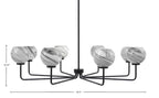Sandia Eight Light Chandelier in Matte Black with Onyx Swirl Shade