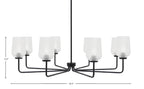 Sandia Eight Light Chandelier in Matte Black with Clear Textured Shade