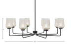Sandia Eight Light Chandelier in Matte Black with Silver Textured Shade