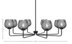 Sandia Eight Light Chandelier in Matte Black with Smoke Textured Shade