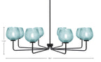 Sandia Eight Light Chandelier in Matte Black with Turquoise Textured Shade