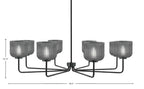 Sandia Eight Light Chandelier in Matte Black with Smoke Textured Shade