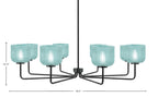 Sandia Eight Light Chandelier in Matte Black with Turquoise Textured Shade