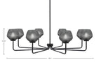 Sandia Eight Light Chandelier in Matte Black with Smoke Textured Shade