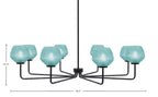 Sandia Eight Light Chandelier in Matte Black with Turquoise Textured Shade