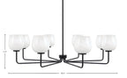 Sandia Eight Light Chandelier in Matte Black with White Marble Shade