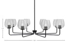 Sandia Eight Light Chandelier in Matte Black with Smoke Bubble Shade