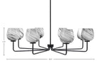 Sandia Eight Light Chandelier in Matte Black with Onyx Swirl Shade