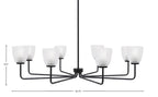 Sandia Eight Light Chandelier in Matte Black with Clear Ribbed Shade