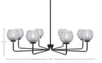 Sandia Eight Light Chandelier in Matte Black with Clear Ribbed Shade