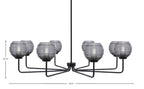 Sandia Eight Light Chandelier in Matte Black with Smoke Ribbed Shade