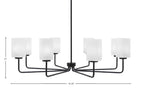 Sandia Eight Light Chandelier in Matte Black with White Marble Shade