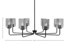 Sandia Eight Light Chandelier in Matte Black with Smoke Bubble Shade