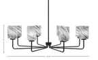 Sandia Eight Light Chandelier in Matte Black with Onyx Swirl Shade