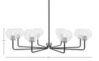 Sandia Eight Light Chandelier in Matte Black & Graphite with Clear Bubble Shade