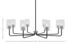 Sandia Eight Light Chandelier in Matte Black & Graphite with Clear Bubble Shade