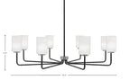 Sandia Eight Light Chandelier in Matte Black & Graphite with White Marble Shade