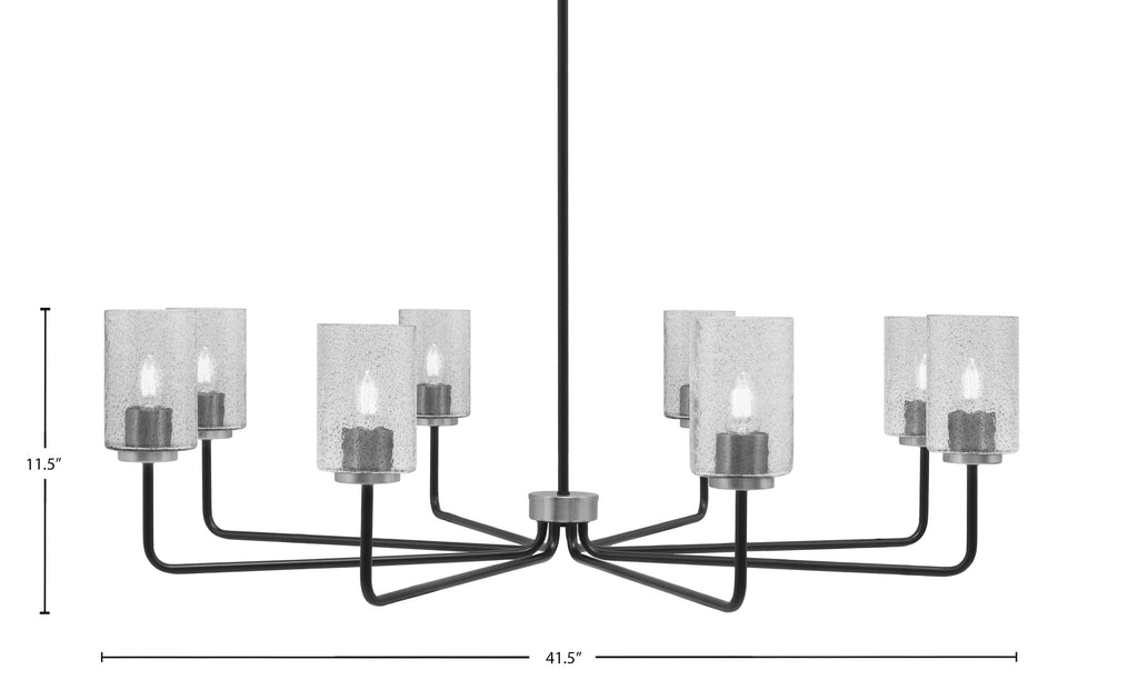 Sandia Eight Light Chandelier in Matte Black & Graphite with Smoke Bubble Shade