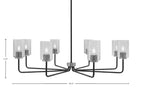 Sandia Eight Light Chandelier in Matte Black & Graphite with Smoke Bubble Shade