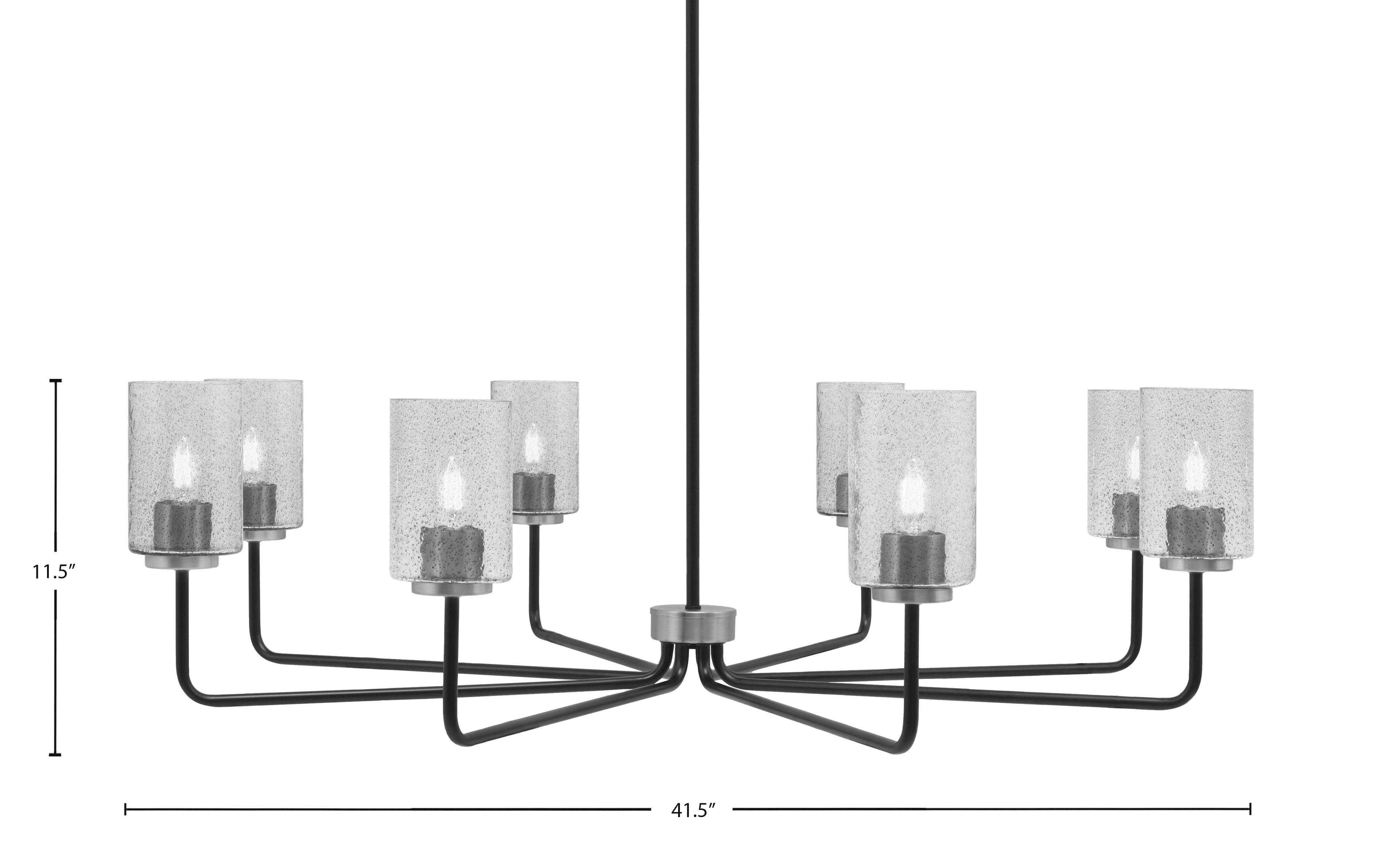 Sandia Eight Light Chandelier in Matte Black & Graphite with Smoke Bubble Shade