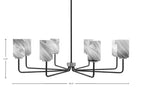 Sandia Eight Light Chandelier in Matte Black & Graphite with Onyx Swirl Shade