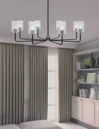 Sandia Eight Light Chandelier in Matte Black & Graphite with Clear Bubble Shade