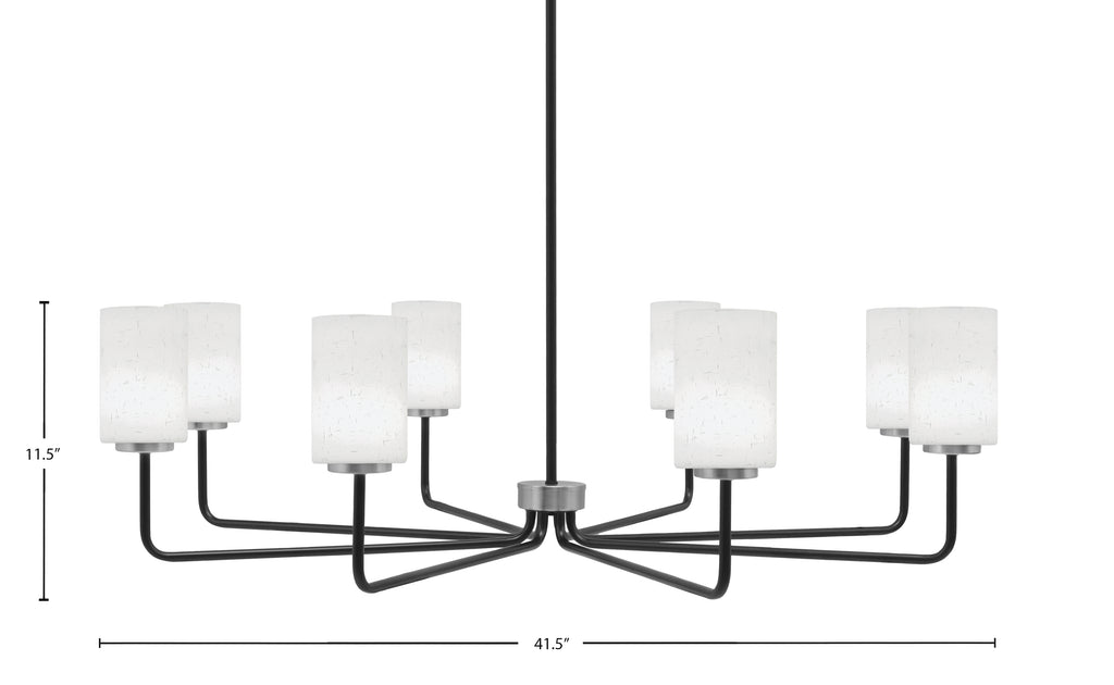 Sandia Eight Light Chandelier in Matte Black & Graphite with White Muslin Shade