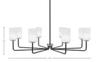 Sandia Eight Light Chandelier in Matte Black & Graphite with White Muslin Shade