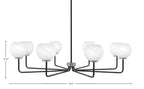 Sandia Eight Light Chandelier in Matte Black & Graphite with White Marble Shade