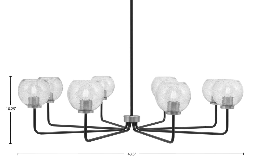Sandia Eight Light Chandelier in Matte Black & Graphite with Smoke Bubble Shade