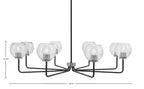 Sandia Eight Light Chandelier in Matte Black & Graphite with Smoke Bubble Shade