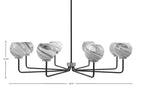 Sandia Eight Light Chandelier in Matte Black & Graphite with Onyx Swirl Shade