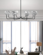 Sandia Eight Light Chandelier in Matte Black & Graphite with Onyx Swirl Shade