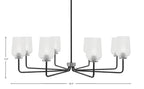 Sandia Eight Light Chandelier in Matte Black & Graphite with Clear Textured Shade
