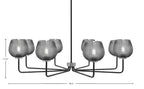 Sandia Eight Light Chandelier in Matte Black & Graphite with Smoke Textured Shade