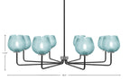 Sandia Eight Light Chandelier in Matte Black & Graphite with Turquoise Textured Shade