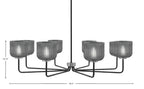 Sandia Eight Light Chandelier in Matte Black & Graphite with Smoke Textured Shade