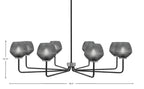 Sandia Eight Light Chandelier in Matte Black & Graphite with Smoke Textured Shade