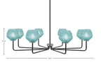 Sandia Eight Light Chandelier in Matte Black & Graphite with Turquoise Textured Shade