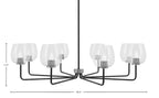 Sandia Eight Light Chandelier in Matte Black & Graphite with Clear Bubble Shade