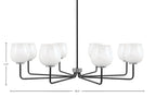 Sandia Eight Light Chandelier in Matte Black & Graphite with White Marble Shade