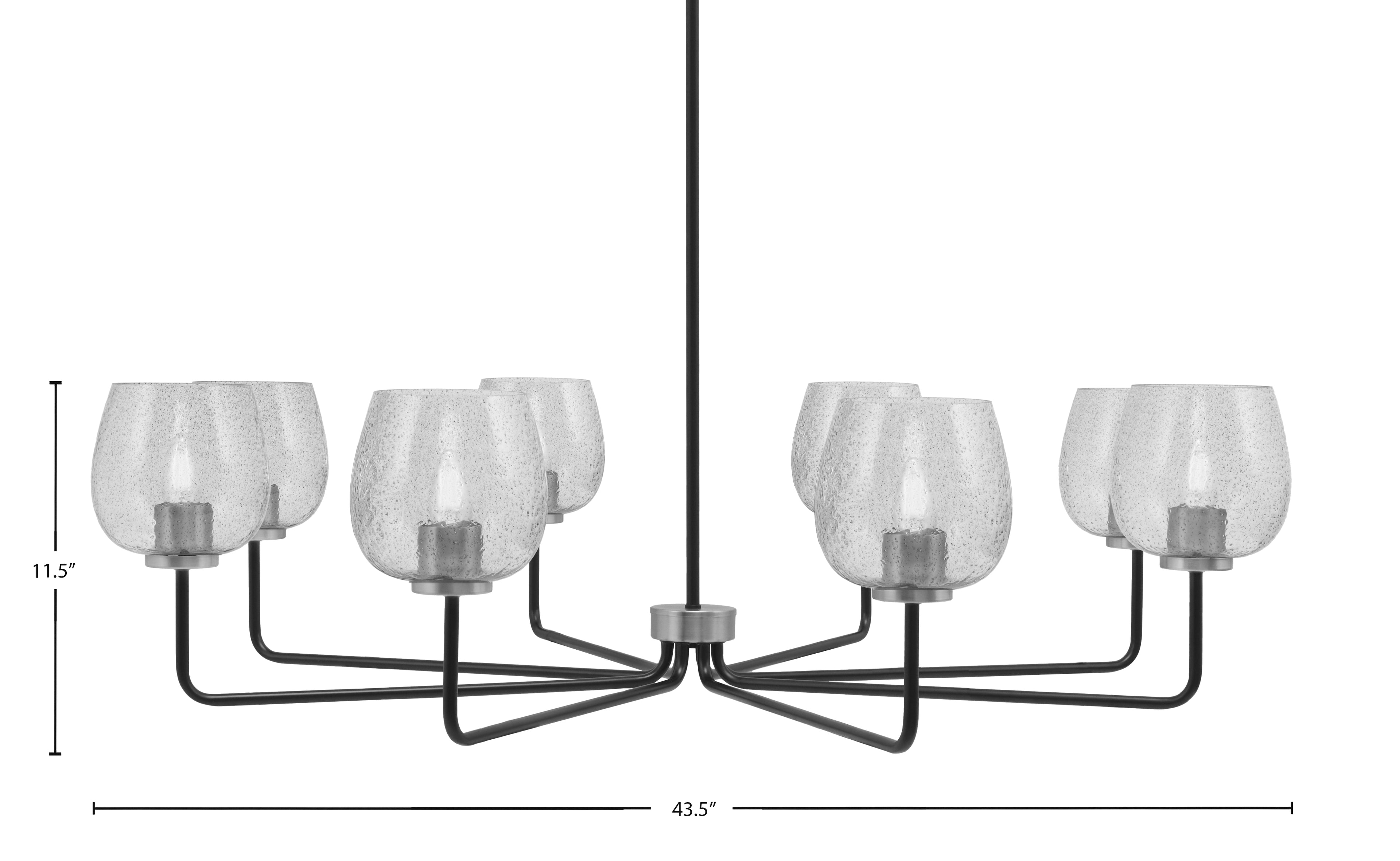 Sandia Eight Light Chandelier in Matte Black & Graphite with Smoke Bubble Shade
