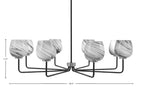Sandia Eight Light Chandelier in Matte Black & Graphite with Onyx Swirl Shade