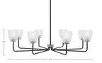 Sandia Eight Light Chandelier in Matte Black & Graphite with Clear Ribbed Shade