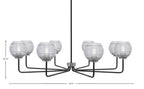 Sandia Eight Light Chandelier in Matte Black & Graphite with Clear Ribbed Shade