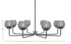 Sandia Eight Light Chandelier in Matte Black & Graphite with Smoke Ribbed Shade