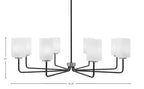 Sandia Eight Light Chandelier in Matte Black & Graphite with White Marble Shade