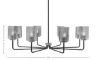 Sandia Eight Light Chandelier in Matte Black & Graphite with Smoke Bubble Shade
