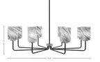 Sandia Eight Light Chandelier in Matte Black & Graphite with Onyx Swirl Shade